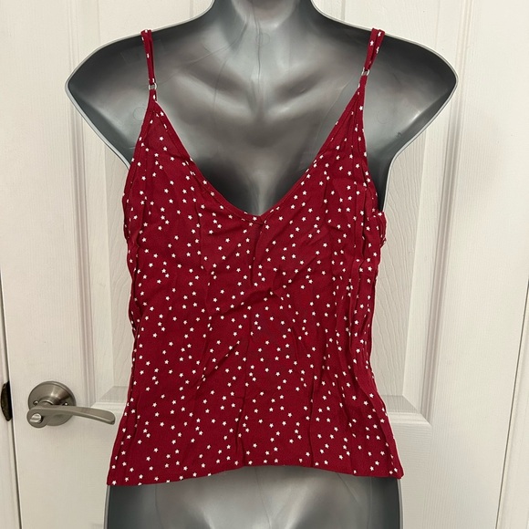 Red Tank Top with White Stars, Adjustable Straps, Sz S - Picture 3 of 6